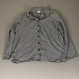 Amazon Essentials Flannel Button Down Shirt Women's XL Black White Gingham Plaid